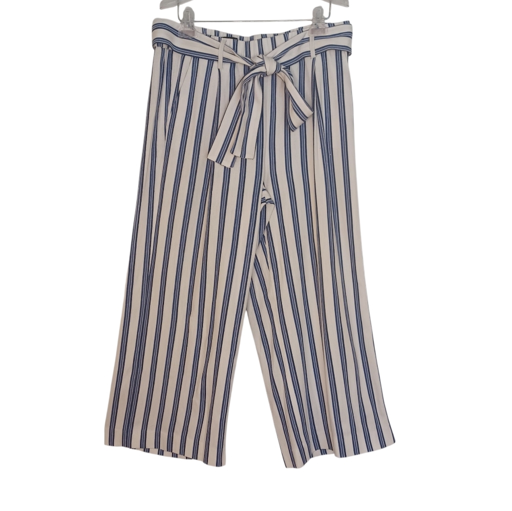 Halogen Nordstrom Pull-on Wide Leg High Waist Belted Cropped Pants Womens Sz Med